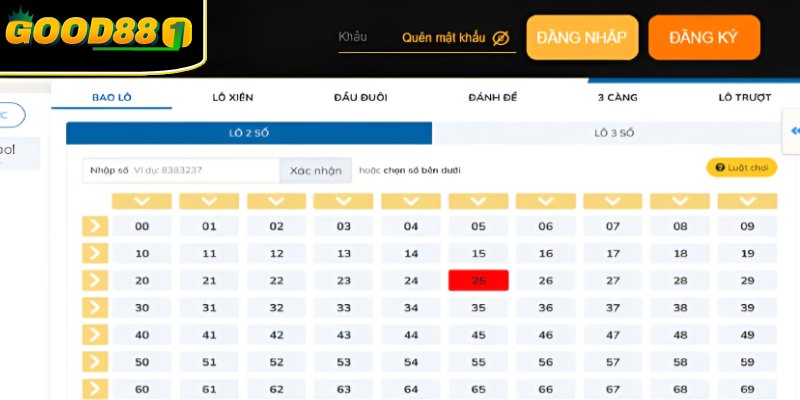 Có nhiều loại hình cược khi đánh lô đề trực tuyến tại Good88